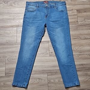 Denim Straight Leg Slim High Waist WestAce Flex Stretch Blue Jeans Men's 37x29